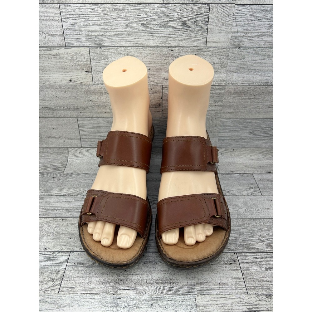 Born Shoes Brown Leather Wedge‎ Sandals Women Size 7 D30226